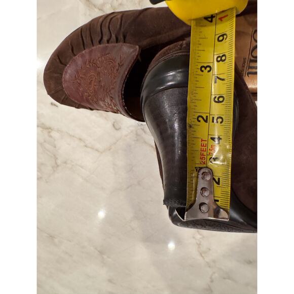 Sofft Comfort Shoes Sz 6.5 Brown Suede Burgundy Paisley Camille Leather Mules - Picture 9 of 9